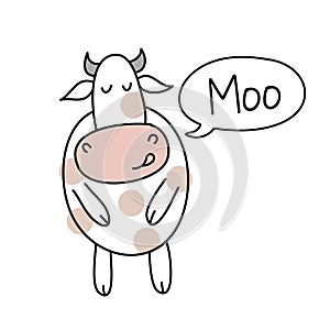 Cow with moo text