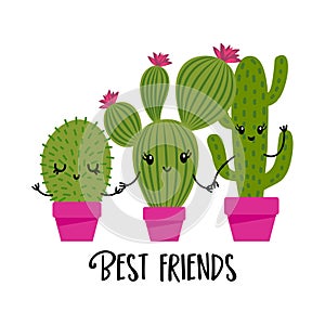Best friends - Cute hand drawn cactus print photo