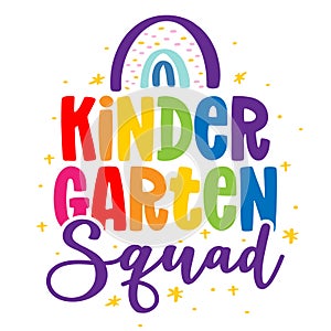 Kindergarten Squad - colorful typography design.