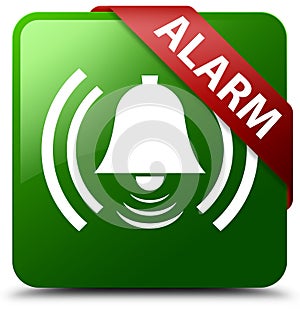 Alarm bell icon green square button