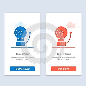 Alarm, Bell, School  Blue and Red Download and Buy Now web Widget Card Template
