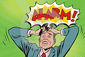 Alarm businessman in panic