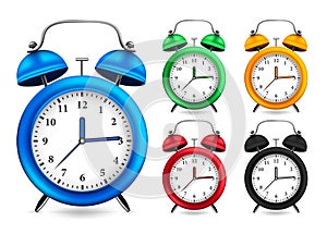 Alarm Clock 3D Realistic Set Design with Different Color Variations