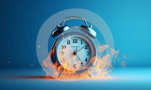 alarm clock burning fire concept waste of time, ai generative
