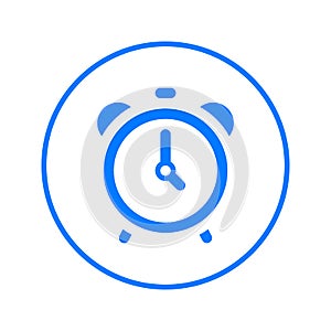 Alarm clock circular line icon. Round colorful sign. Flat style vector symbol.
