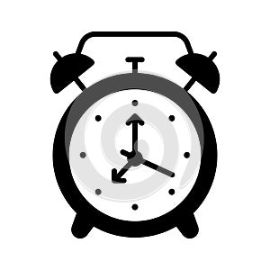 Classic alarm clock glyph icon, premium vector