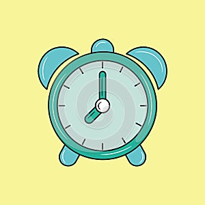 Alarm clock colored line icon, time management vector illustration.