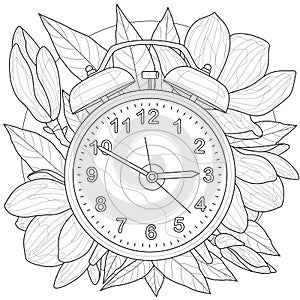 Alarm clock.Coloring book antistress for children and adults