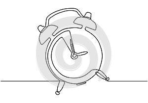 Alarm clock continuous one line drawing minimalist design on white background