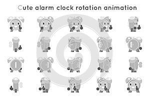 Alarm clock cute child ticker kid character icons rotation animation symbols frames set isolated flat design vector photo