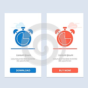 Alarm, Clock, Education, Timer  Blue and Red Download and Buy Now web Widget Card Template