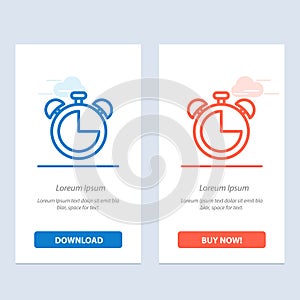 Alarm, Clock, Education, Timer  Blue and Red Download and Buy Now web Widget Card Template