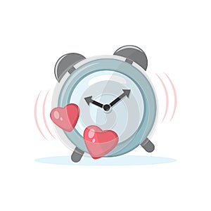 Alarm clock icon with hearts. Valentine day celebration