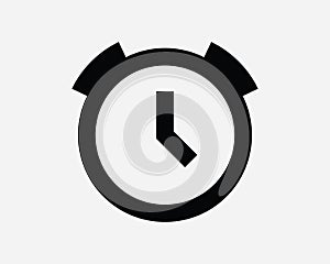 Alarm Clock Line Icon. Time Timer Watch Stopwatch Reminder Sign Retro Vintage Classic Analogue Symbol Black Vector Graphic Clipart