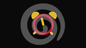 alarm clock icon motion graphics animation with alpha channel, transparent background, ProRes 444