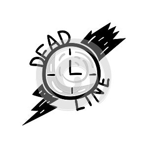 Alarm clock and lightning, deadline, punctuality, time control concept, time is running out vector Illustration on a