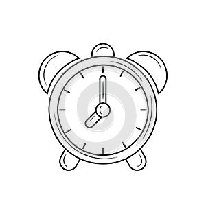 Alarm clock line icon, time management vector illustration
