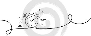 Alarm clock line icon. Time sign. Continuous line with curl. Vector