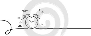 Alarm clock line icon. Time sign. Watch. Continuous line with curl. Vector