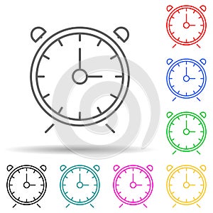 Alarm clock multi color set icon. Simple thin line, outline vector of web icons for ui and ux, website or mobile application