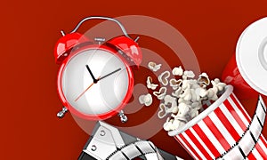 Alarm clock with popcorn and film reel