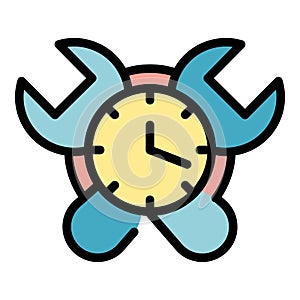 Alarm clock repair icon color outline vector