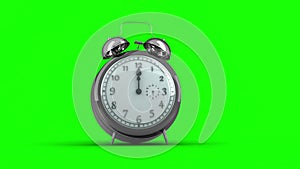 Alarm clock ringing on green background