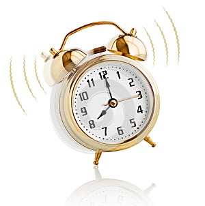 Alarm clock ringing at 8 o'clock morning photo