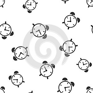 Alarm clock seamless pattern background icon. Business flat vector illustration. Clock time sign symbol pattern.