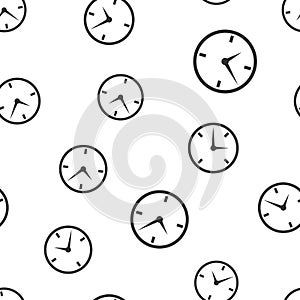 Alarm clock seamless pattern background icon. Business flat vector illustration. Clock time sign symbol pattern.