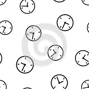 Alarm clock seamless pattern background icon. Business flat vector illustration. Clock time sign symbol pattern.