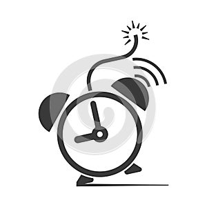 Alarm clock shaped bomb. Time bomb. Deadline concept. Flat style icon.