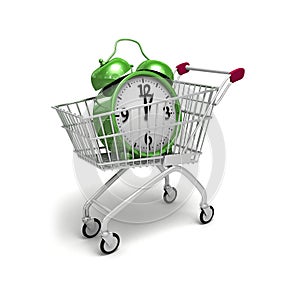 Alarm clock in shopping cart