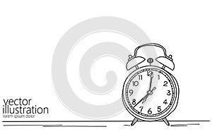 Alarm clock time management life concept. Deadline present future planning. One line art creative opportunity ideas