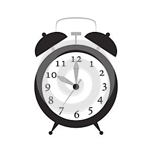 Alarm clock time vector illustration timer with bell icon. Retro symbol alarm clock with ring. Isolated vintage reminder alert