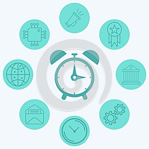 Alarm clock vector icon sign symbol