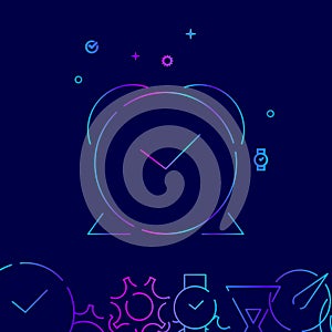 Alarm Clock Vector Line Icon, Symbol, Pictogram, Sign on a Dark Blue Background. Related Bottom Border