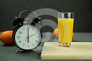 Alarm clock at which six o`clock in the morning