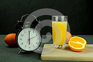 Alarm clock at which six o`clock in the morning