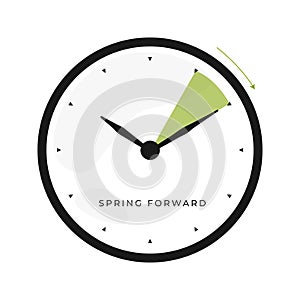 alarm clock on a white background, Fall back vector illustration, spring time change illustration with flowers and clock