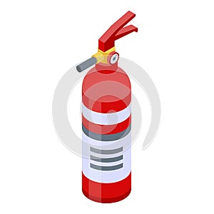 Alarm fire extinguisher icon, isometric style