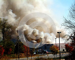 Three alarm fire at a Hobby store