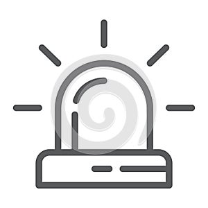 Alarm line icon, attention and alert, siren sign, vector graphics, a linear pattern on a white background.