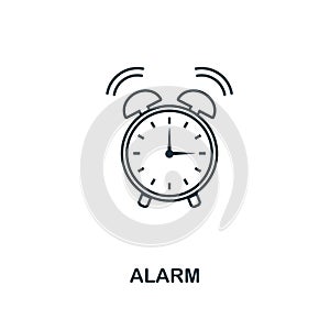 Alarm outline icon. Creative design from school icon collection. Premium alarm outline icon. For web design, apps, software and pr