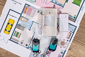 Alarm system, cctv on house plan.