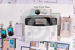 Alarm system, cctv on house plan.