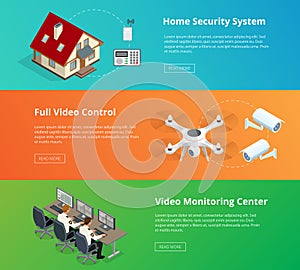 Alarm system. Security system. Security camera. Security control room. Security guard monitoring. Remote controlled home