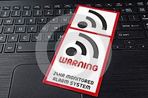 Alarm warning sign on a computer keyboard