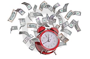 Alarmclock with flying dollars photo