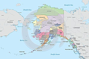 Counties of Alaska political map